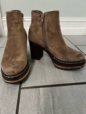 Altar'd State Taupe Suede Platform Ankle Booties